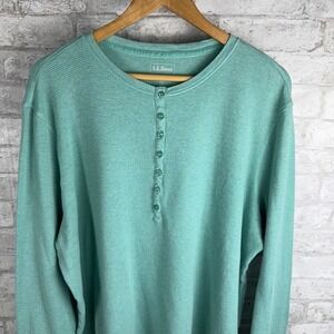 LL Bean Henley Waffle‎ Knit Top Long Sleeve Base Layer Top Green Women's Size 3x